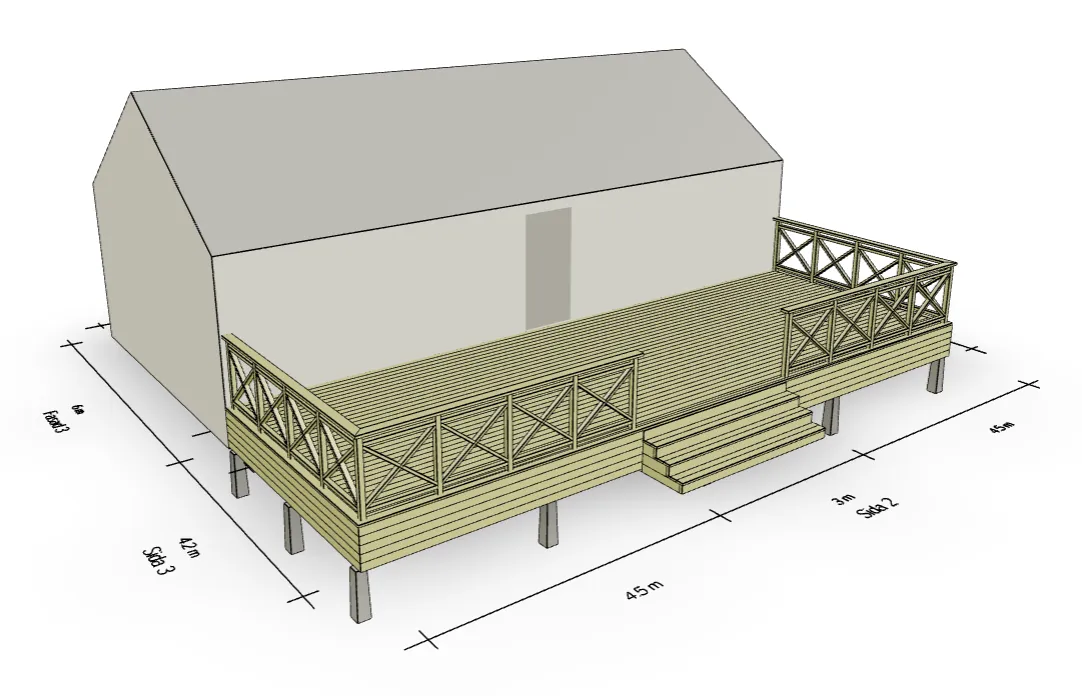 Konstruktionsbild av altan